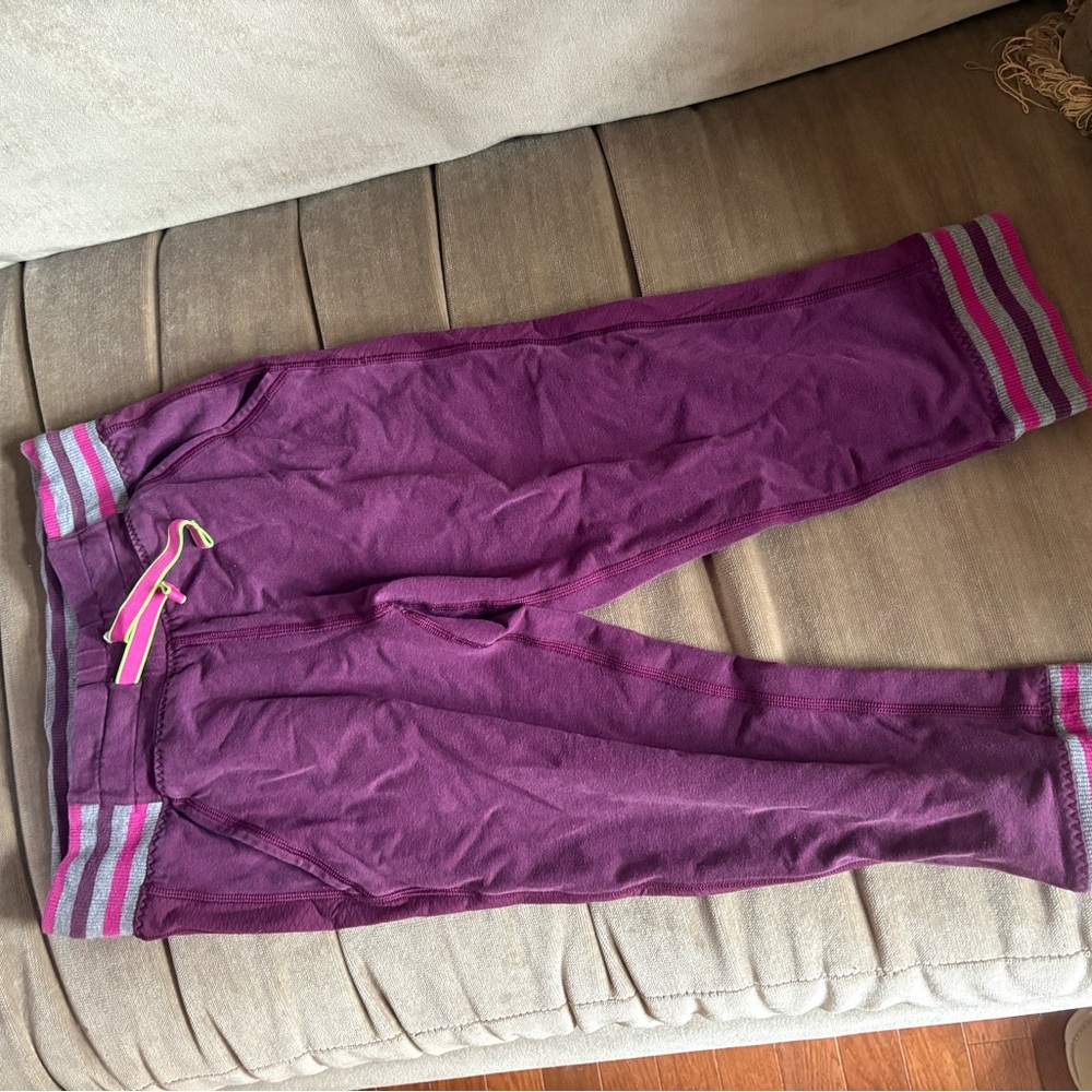 Ivivva Purple Sweatpants with Striped Cuffs